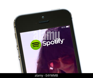 Der Spotify-app auf einem Apple iPhone 5 s Stockfoto