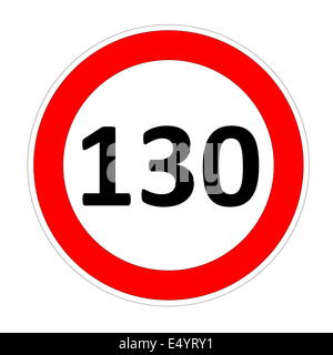 130 Tempolimit Schild Stockfoto