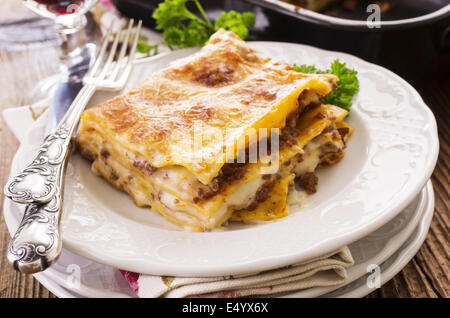 Lasagne mit Hackfleisch Stockfoto