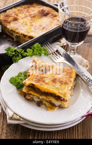 Lasagne mit Hackfleisch Stockfoto