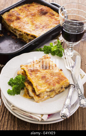 Lasagne mit Hackfleisch Stockfoto