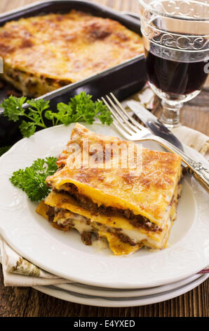 Lasagne mit Hackfleisch Stockfoto