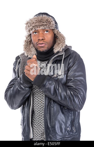 Young African-American Kältegefühl Stockfoto