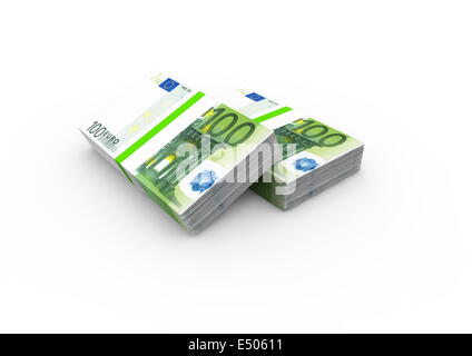 zwei Bündel von 100 Euro Banknoten Stockfoto