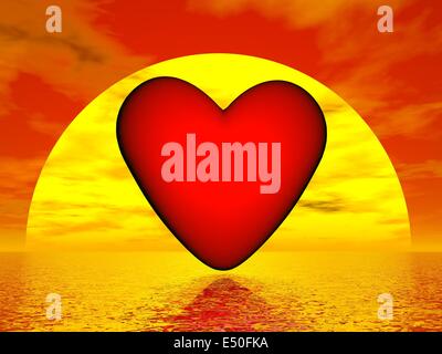 Liebe bei Sonnenuntergang - 3D render Stockfoto