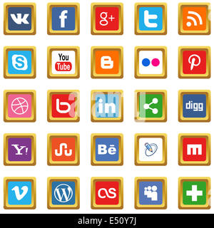 Gold social Media-Symbole Stockfoto