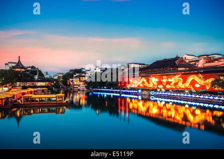 Nanjing Konfuzius-Tempel in Nightfall Stockfoto