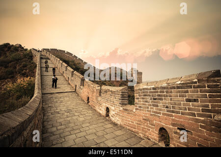 die große Mauer im Sonnenuntergang Stockfoto