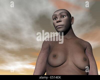 Weiblichen Homo Erectus - 3D render Stockfoto