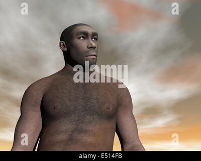 Männlichen Homo Erectus - 3D render Stockfoto