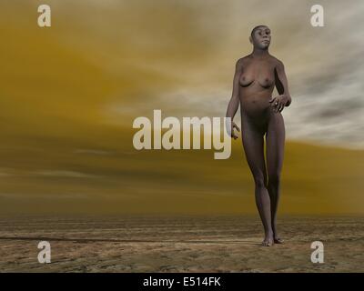 Weiblichen Homo Erectus - 3D render Stockfoto