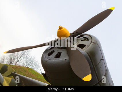 Alt-Flugmotor, Vintage Flugzeug hautnah Stockfoto