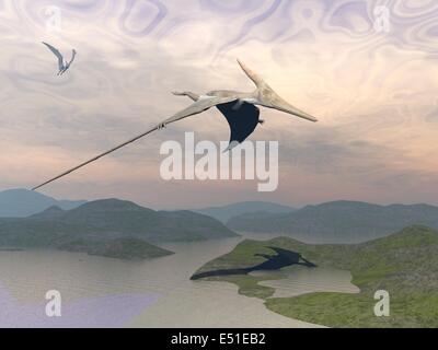 Pteranodon Dinosaurier fliegen - 3D Render Stockfoto