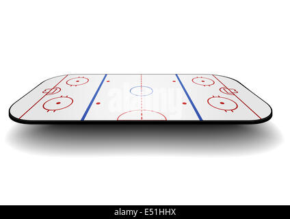 Eishockey-Gericht-Perspektive Stockfoto