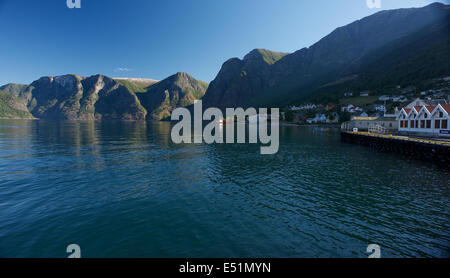 Morgensonne Aurland Norwegen Stockfoto