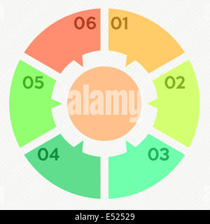 sechs Schritte Kreis Infografik Stockfoto