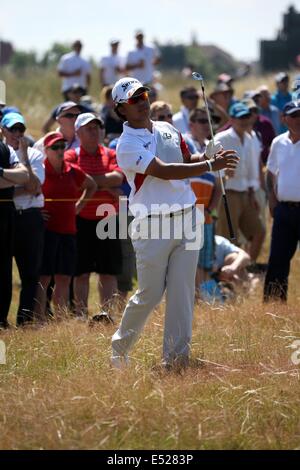 Hideki Matsuyama (JPN), 17. Juli 2014 - Golf: Hideki Matsuyama in Japan in Aktion auf dem 12. Loch in der ersten Runde der 143. British Open Championship am Royal Liverpool Golf Club in Hoylake, England. (Foto von Koji Aoki/AFLO SPORT) Stockfoto