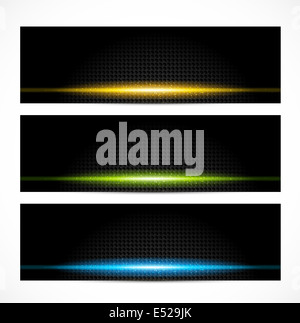 Reihe von hellen leuchtenden Bannern Stockfoto