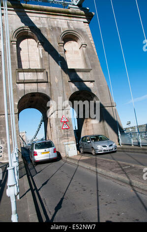 Die Menai Hängebrücke, Anglesey Wales UK Stockfoto