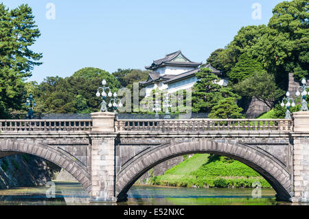 Hofburg und Nijubashi Brücke in Tokio, Japan. Stockfoto