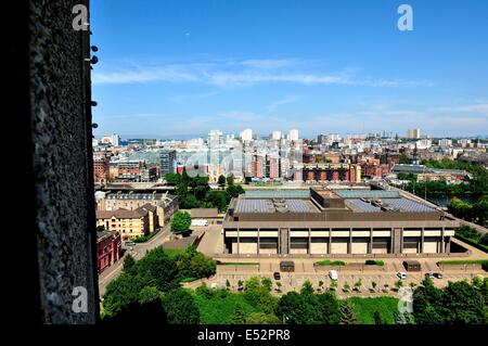 Luftaufnahme des Stadtzentrum von Glasgow mit Glasgow Sheriff Court im Vordergrund Stockfoto