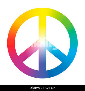Friedenssymbol mit kreisförmigen Regenbogen Verlaufsfarben. Stockfoto