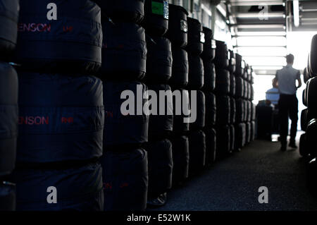 Hockenheim, Deutschland. 18. Juli 2014. Motorsport: FIA Formel 1 Weltmeisterschaft 2014, Grand Prix von Deutschland, Pirelli, Reifen, Reifen, Reifen, Reifen, Rad, Räder, Reifen, Rad, verfügen über Credit: Dpa picture-Alliance/Alamy Live News Stockfoto