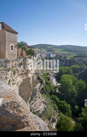 Fluss Tajo Schlucht Kalksteinfelsen, Alhama de Granada, Spanien Stockfoto