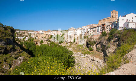 Fluss Tajo Schlucht Kalksteinfelsen, Alhama de Granada, Spanien Stockfoto