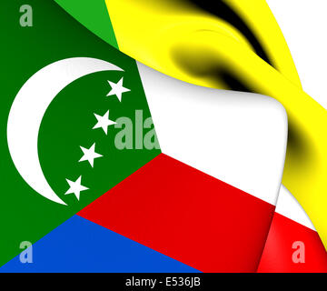 Flagge der Komoren. Hautnah. Stockfoto