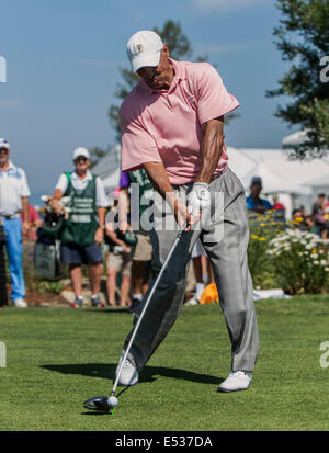 Stateline, Nevada, USA. 18. Juli 2014. Ehemaliger NFL Head Coach HERM EDWARDS spielt in Edgewood Tahoe am ersten Tag des Wettbewerbs auf der 25. jährlichen amerikanischen Jahrhundert Championship. Bildnachweis: Brian Cahn/ZUMA Draht/Alamy Live-Nachrichten Stockfoto