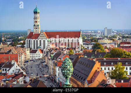 Augsburg, Deutschland Skyline der Innenstadt. Stockfoto