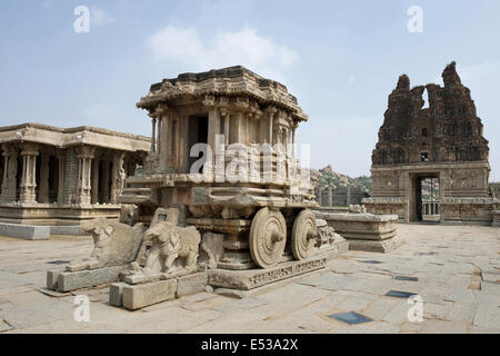 Vittala Tempel. Stein-Wagen oder Ratha. Hampi Denkmäler, Karnataka, Indien Stockfoto