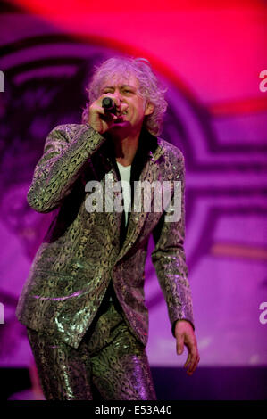 Guildford, Surrey, UK. 18. Juli 2014. Sir Bob Geldof führt mit die Boomtown Ratten bei Guilfest Festival 2014 Foto von David weiß Credit: Brian Jordan/Alamy Live News Stockfoto