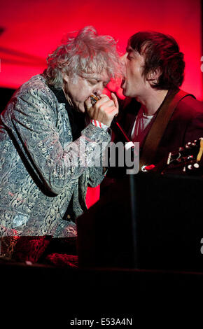 Guildford, Surrey, UK. 18. Juli 2014. Sir Bob Geldof führt mit die Boomtown Ratten bei Guilfest Festival 2014 Foto von David weiß Credit: Brian Jordan/Alamy Live News Stockfoto