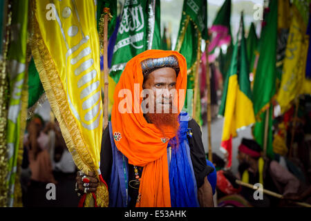 Sufi-Fakir, vom jährlichen Wallfahrt zum Grab des muslimischen Sufi-Heiligen, Kwaja Gharib Nawaz von Ajmer, Indien Stockfoto