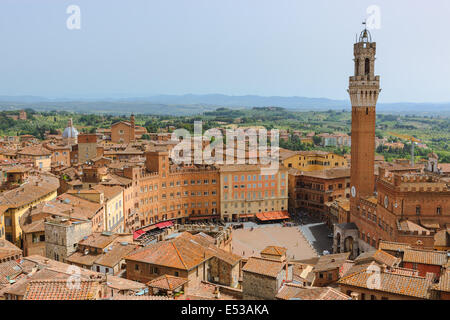 Von der Spitze des Il Museo dell'Opera del Duomo. Der beste Aussichtspunkt in Siena. Stockfoto