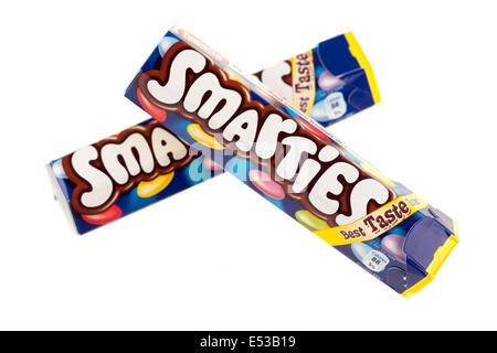 Zwei Röhren von Nestle Smarties Süßigkeiten Stockfoto