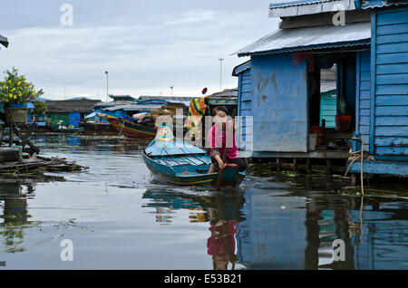 Kampong Luang, schwimmenden Dorf Tonle Sap Stockfoto