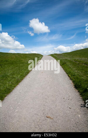 Kleine Gasse auf Kreide Downland Böschung Hang, Allington Down, Wiltshire, England Stockfoto
