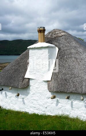 Eine traditionelle Blackhouse in Luib auf der Isle Of Skye Schottland, Vereinigtes Königreich Stockfoto