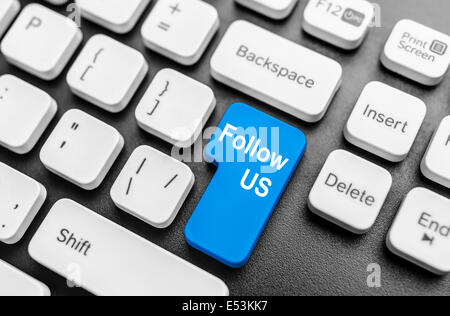 Tastatur mit Schaltfläche "folgen Sie uns". Konzept-Bild. Stockfoto