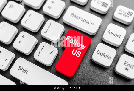 Tastatur mit Schaltfläche "folgen Sie uns". Konzept-Bild. Stockfoto