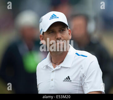 Hoylake, UK. 19. Juli 2014. Die Open Golf Championship Runde 3. Sergio GARCIA [ESP] zufrieden, während seine Runde Form Kredit annimmt: Action Plus Sport/Alamy Live News Stockfoto