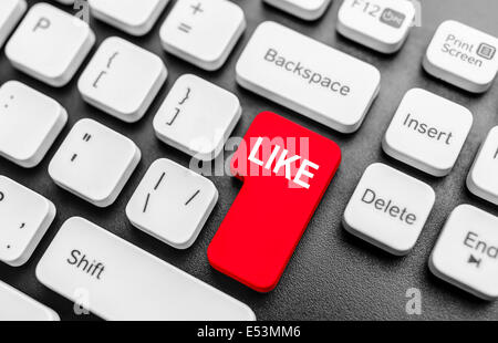 Wie Taste auf der Tastatur von Laptop-Computer. Soziale Konzept. Stockfoto