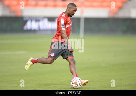 Houston, Texas, USA. 19. Juli 2014. Toronto FC vorwärts Jermain Defoe (18) wärmt vor einem MLS-Spiel zwischen den Houston Dynamo und Toronto FC BBVA Compass-Stadion in Houston, TX am 19. Juli 2014. Das Spiel endete mit einem 2: 2-Unentschieden. Bildnachweis: Trask Smith/ZUMA Draht/Alamy Live-Nachrichten Stockfoto