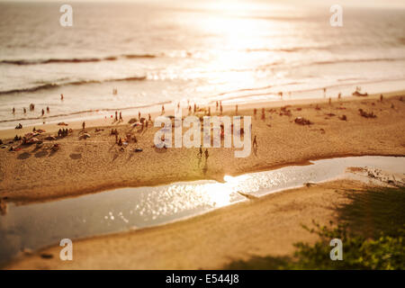 Timelapse Strand am Indischen Ozean. Indien (Tilt-Shift-Objektiv). Stockfoto