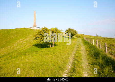 Lansdowne Obelisk Denkmal, errichtet Cherhill, Wiltshire, England 1845 durch Dritte Marquis Lansdowne, seine Vorfahren zu gedenken Stockfoto