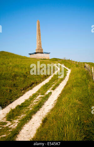 Lansdowne Obelisk Denkmal, errichtet Cherhill, Wiltshire, England 1845 durch Dritte Marquis Lansdowne, seine Vorfahren zu gedenken Stockfoto