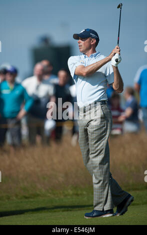 Hoylake, UK. 20. Juli 2014. Die Open Golf Championship, die letzte Runde. Matt KUCHAR [USA] mit seiner Annäherung an den grünen Kredit: Action Plus Sport/Alamy Live News Stockfoto